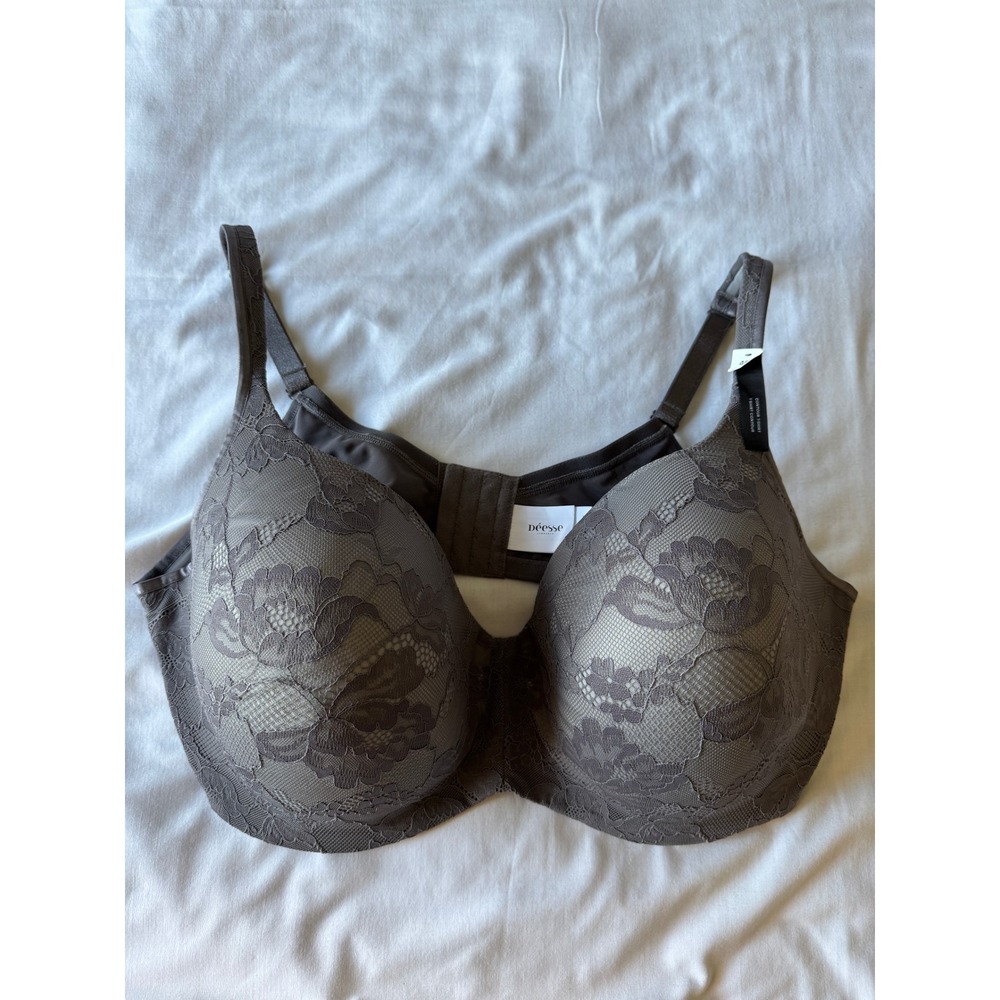 Déesse Womens Taupe Lace T-Shirt Contour Bra 46H Plus Size Full Coverage Support